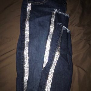 Denim skinnies with Diamond strips